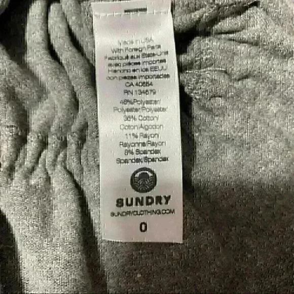 Sundry Sweater Women’s 0 (XS) Gray Leopard Peplum Biker Girl Grungy Mob Wife NWT - Picture 7 of 8